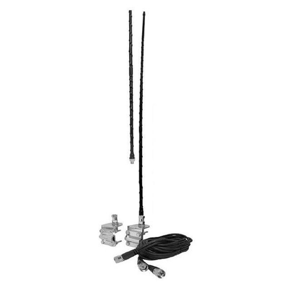 Accessories Unlimited Accessories unlimited AUMM22-B 2 ft. Dual Mirror Mount CB Antenna Kit with 3 Way Bracket - Black AUMM22-B